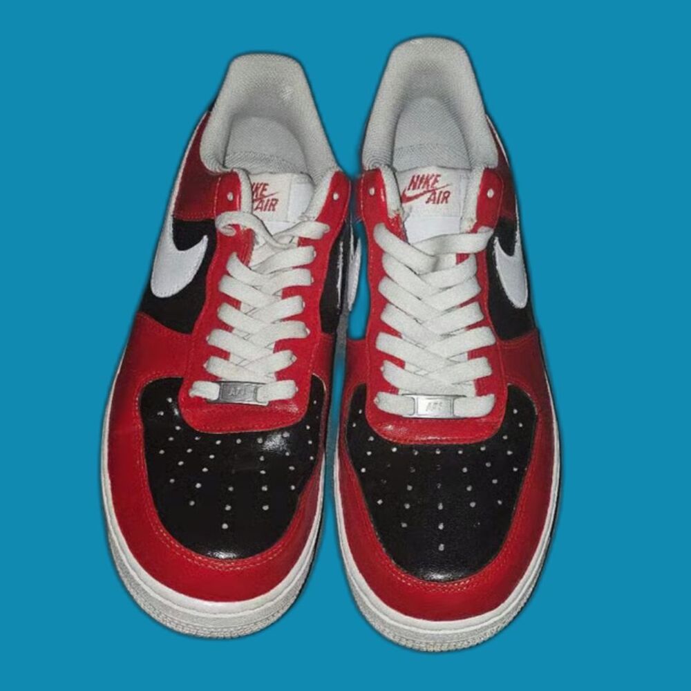 Nike Air Force 1 Custom White Shoes Red & Black Sz 12 CW2288-111